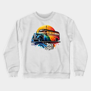 Artistic Silhouette Of A School Bus, Road Stories Crewneck Sweatshirt